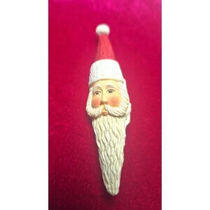 Vintage Hand Painted Santa Claus Brooch Pin Long Beard Christmas Y2K